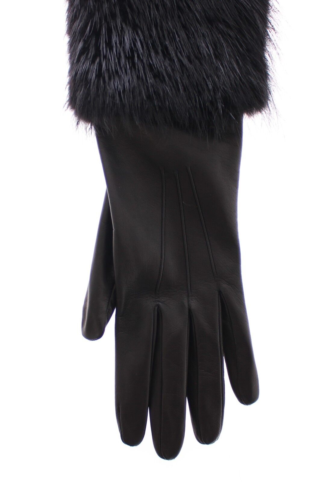 Dolce &amp; Gabbana Gants de coude en cuir d'agneau en fourrure de castor noir