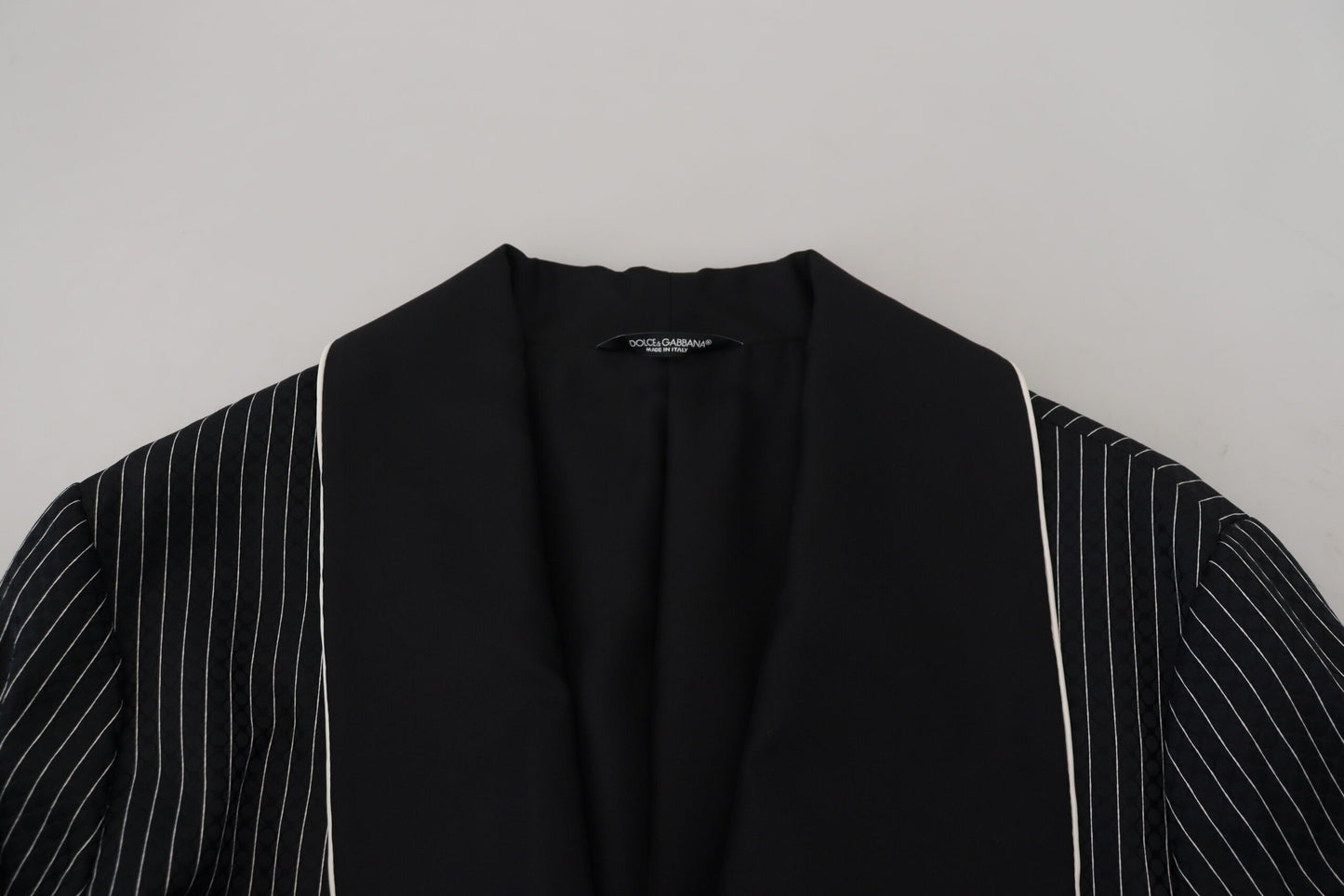 Dolce &amp; Gabbana Robe Noire Rayée DG Patch Veste Homme Blazer