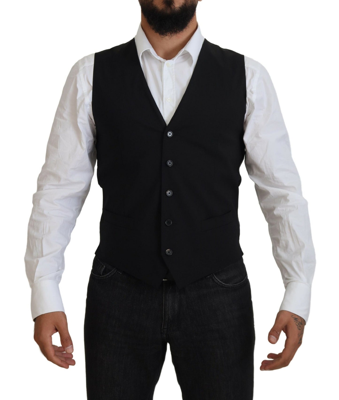 Dolce &amp; Gabbana Veste noire Gilet 2 pièces Blazer MARTINI