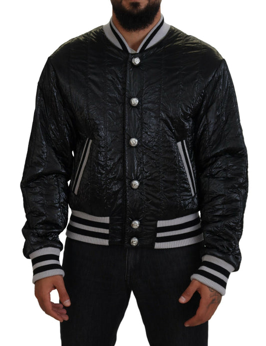 Dolce &amp; Gabbana Schwarze DG-Logo-Print-Futter-Bomberjacke