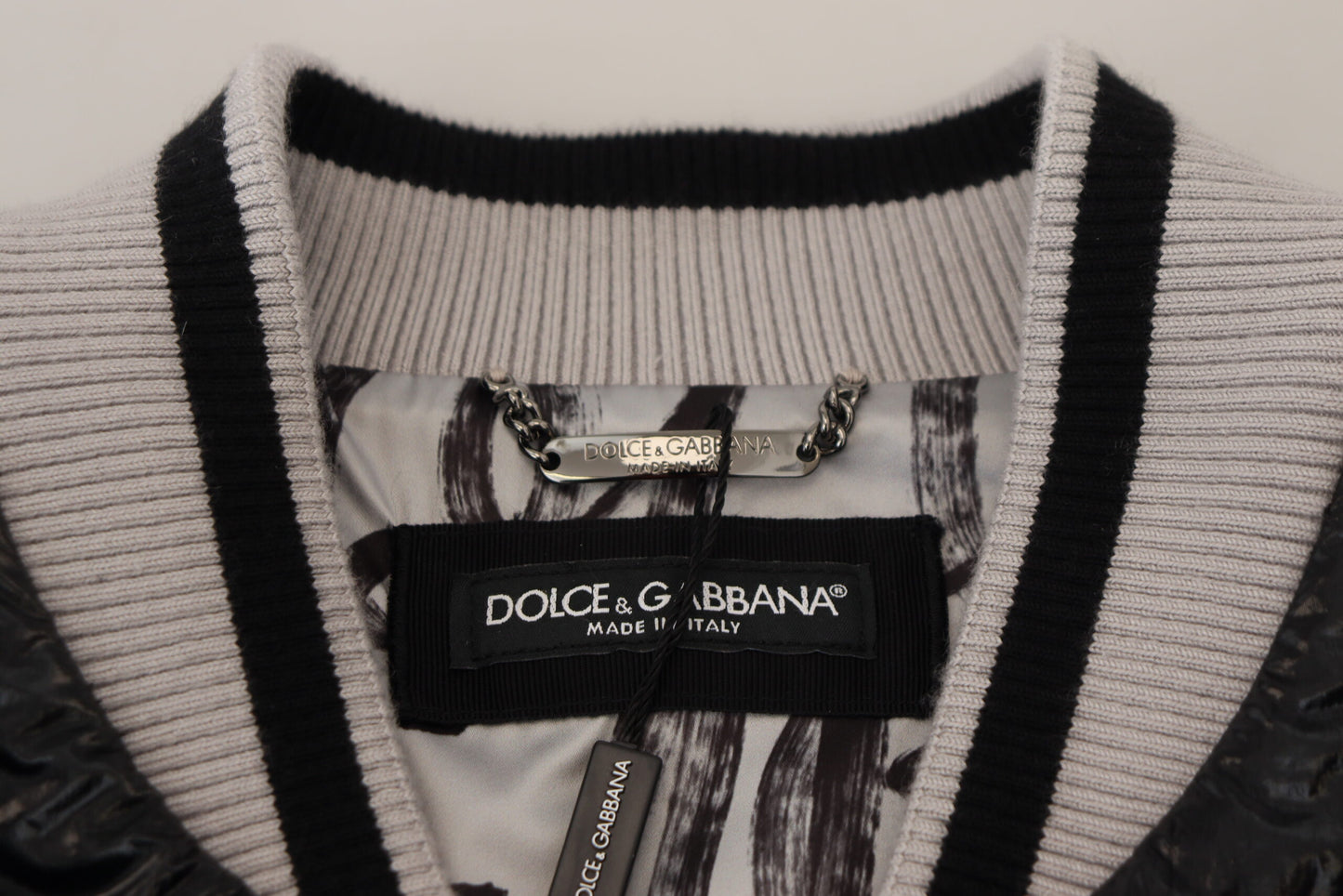 Dolce &amp; Gabbana Schwarze DG-Logo-Print-Futter-Bomberjacke