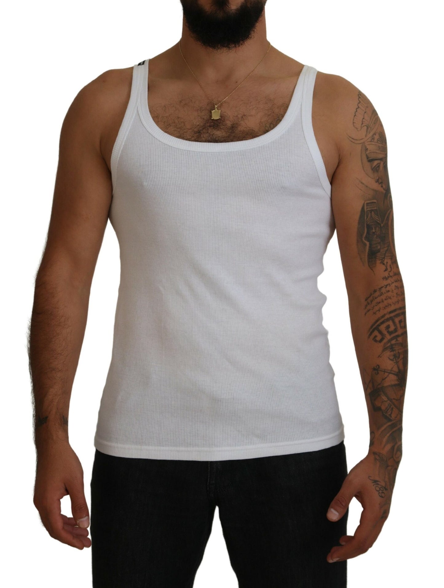 Dolce &amp; Gabbana T-shirt sans manches en coton blanc