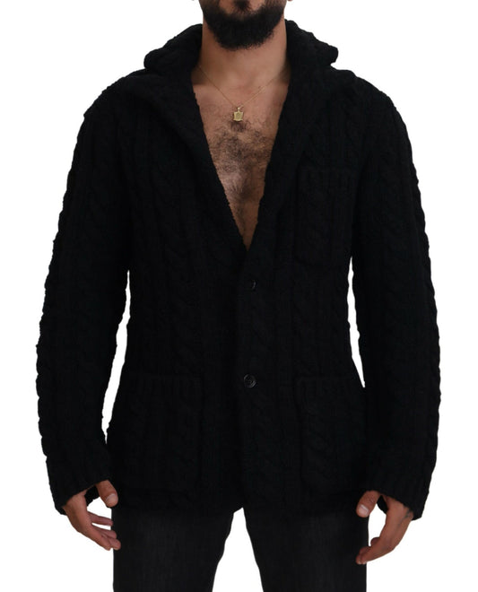 Dolce &amp; Gabbana Pull cardigan boutonné en tricot de laine noir