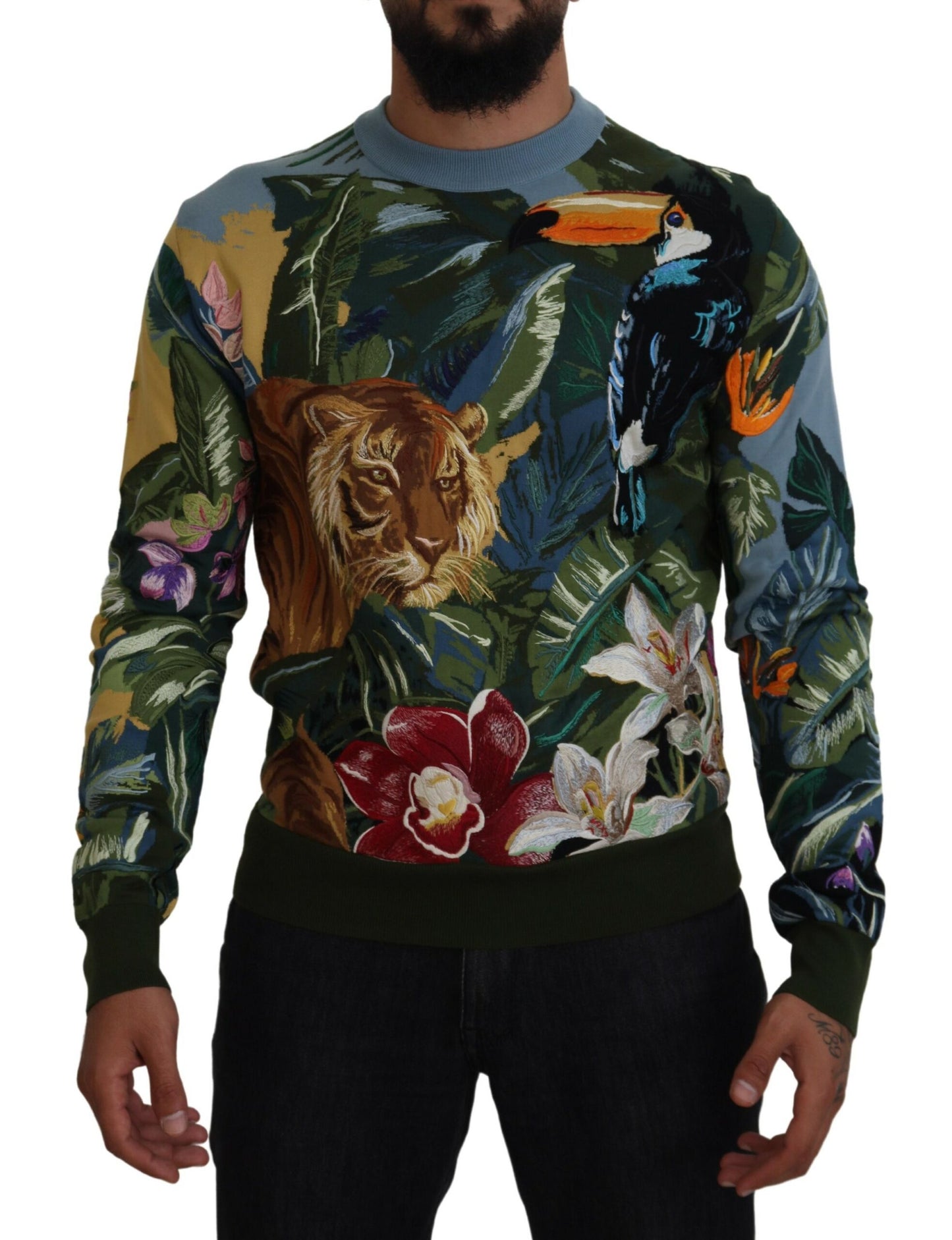 Dolce &amp; Gabbana Pull en laine multicolore Jungle avec logo