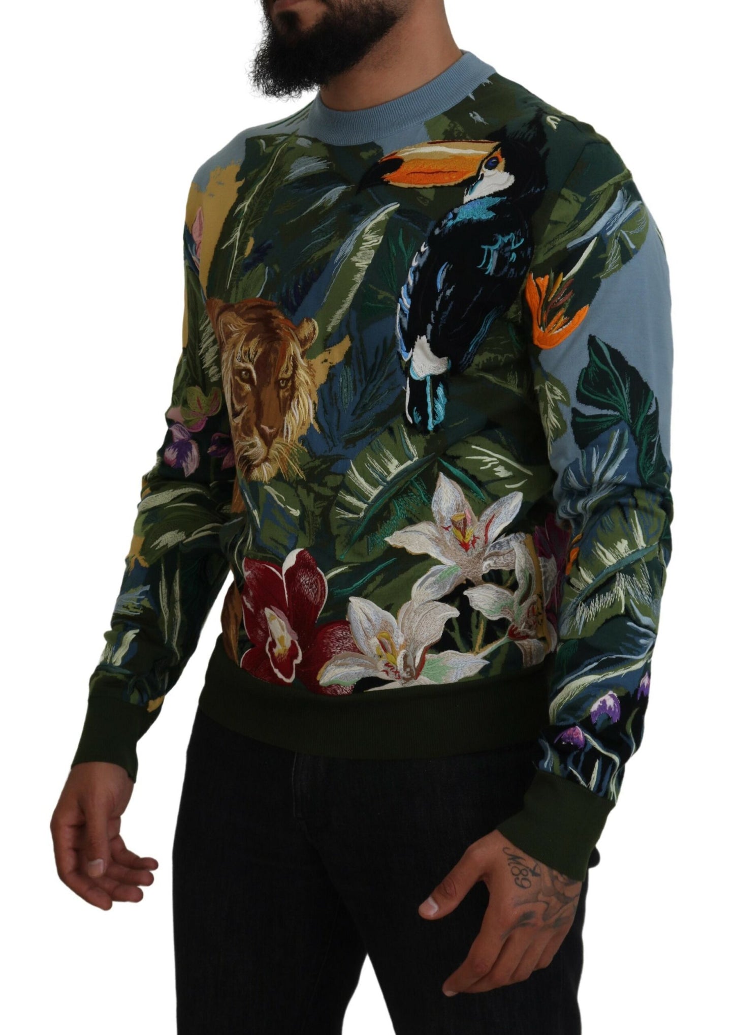 Dolce &amp; Gabbana Pull en laine multicolore Jungle avec logo