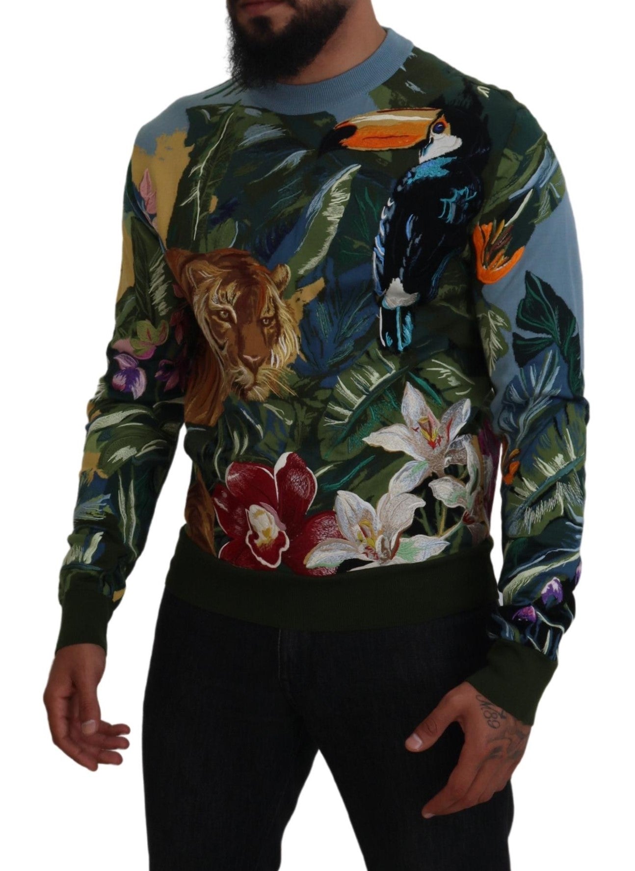 Dolce &amp; Gabbana Pull en laine multicolore Jungle avec logo