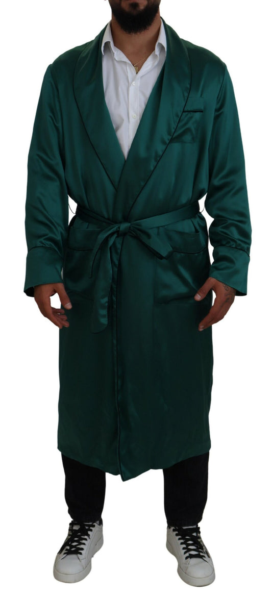 Dolce &amp; Gabbana Robe de nuit en soie verte avec ceinture