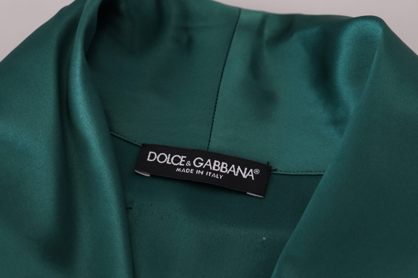 Dolce &amp; Gabbana Robe-Nachtwäsche mit grünem Taillengürtel aus Seide