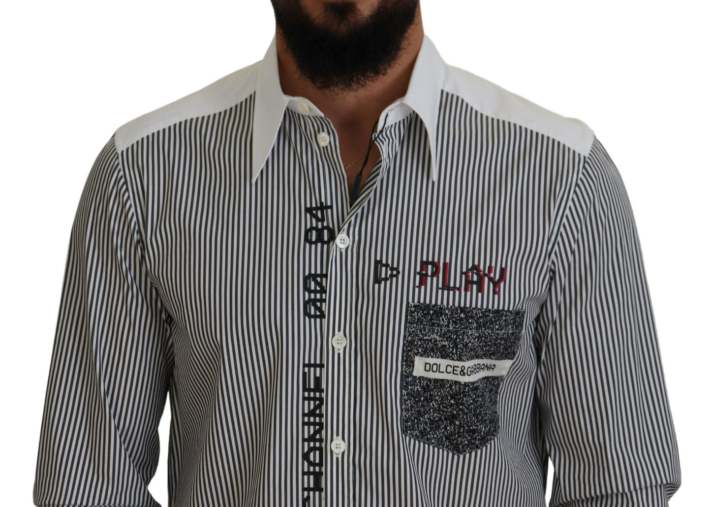 Dolce & Gabbana Classic Black and White Striped Button-Down Shirt