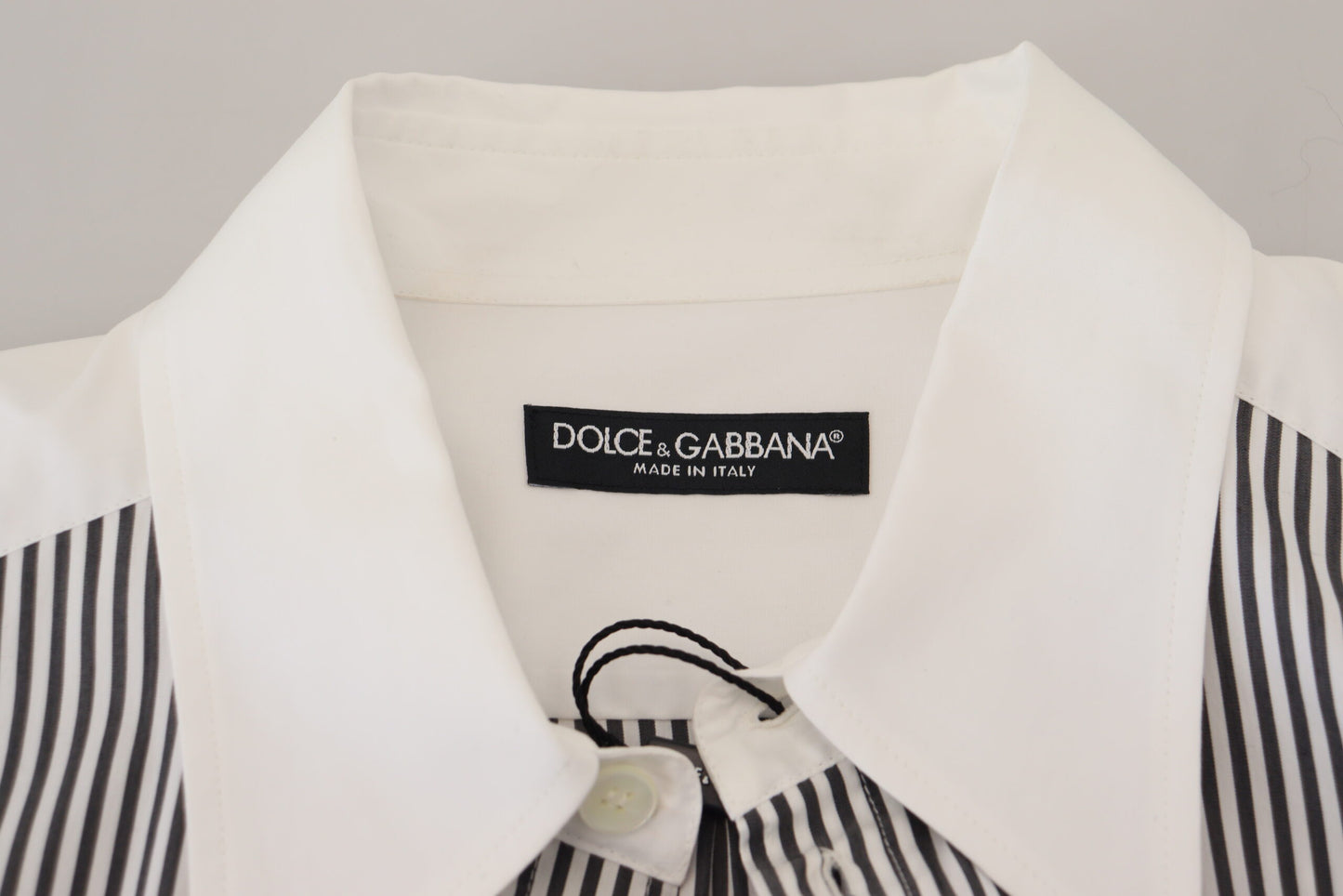 Dolce &amp; Gabbana Chemise en coton décontractée imprimée à rayures noires et blanches