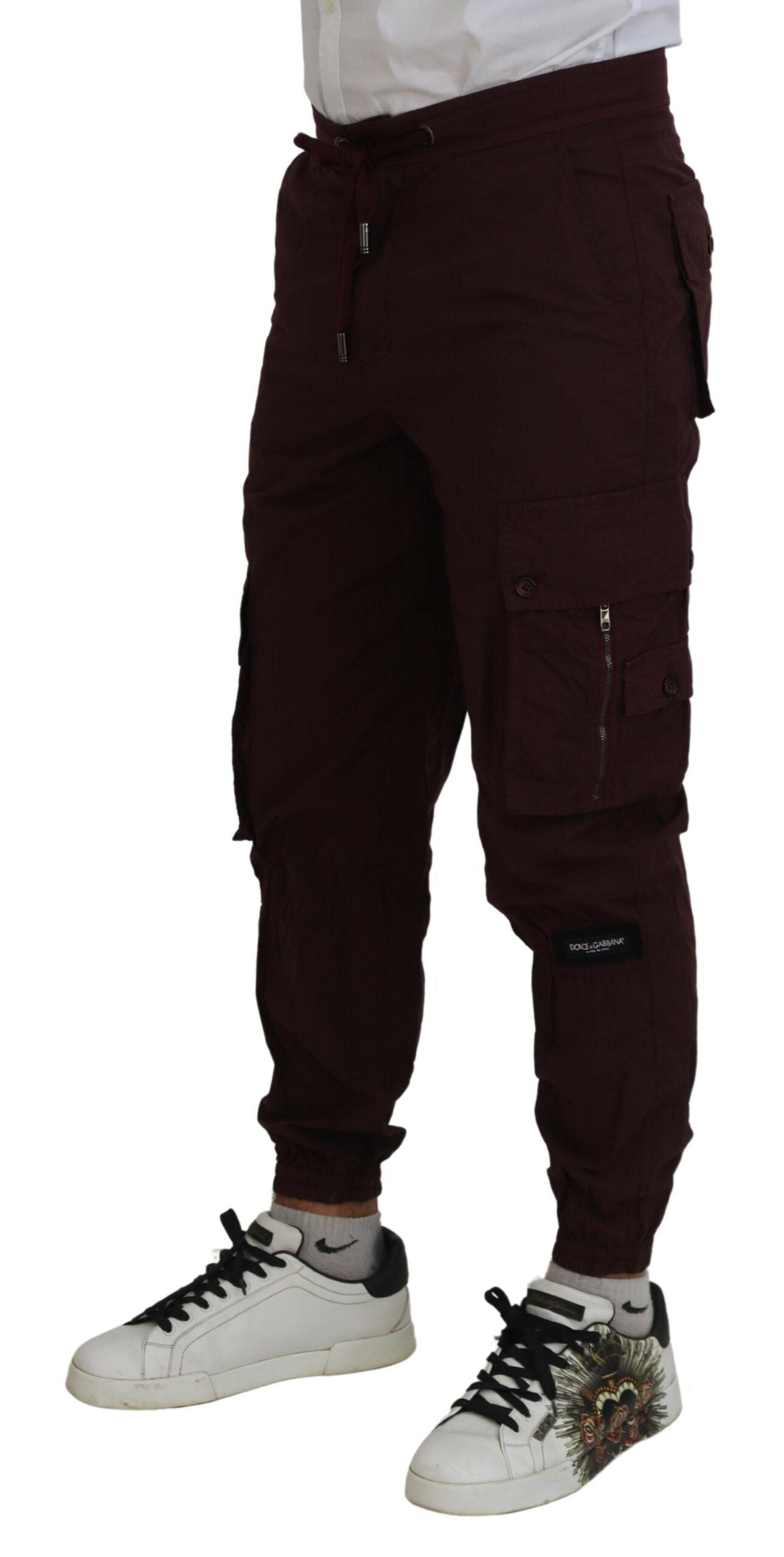 Dolce &amp; Gabbana Pantalon de survêtement cargo en coton bordeaux