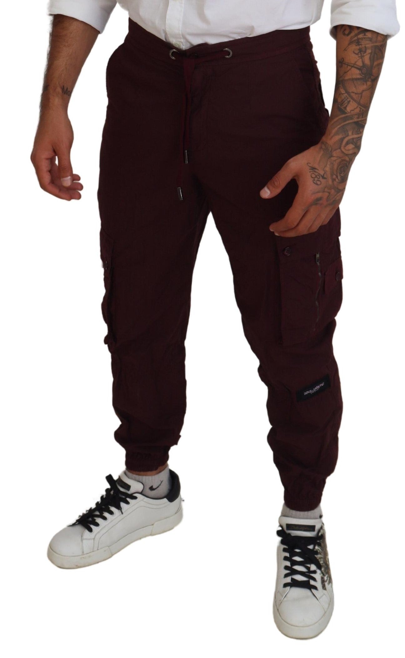 Dolce &amp; Gabbana Pantalon de survêtement cargo en coton bordeaux