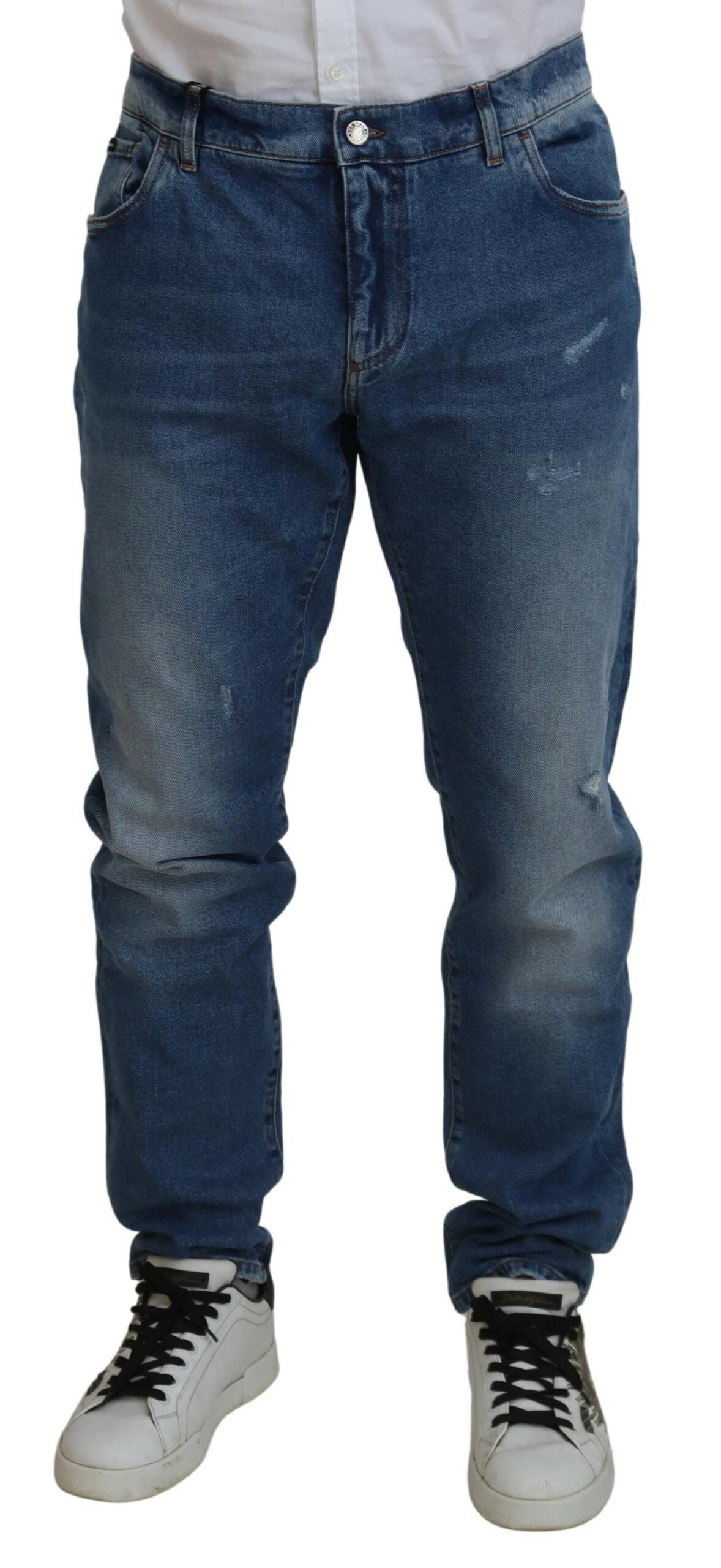 Dolce &amp; Gabbana Jean skinny en coton délavé bleu