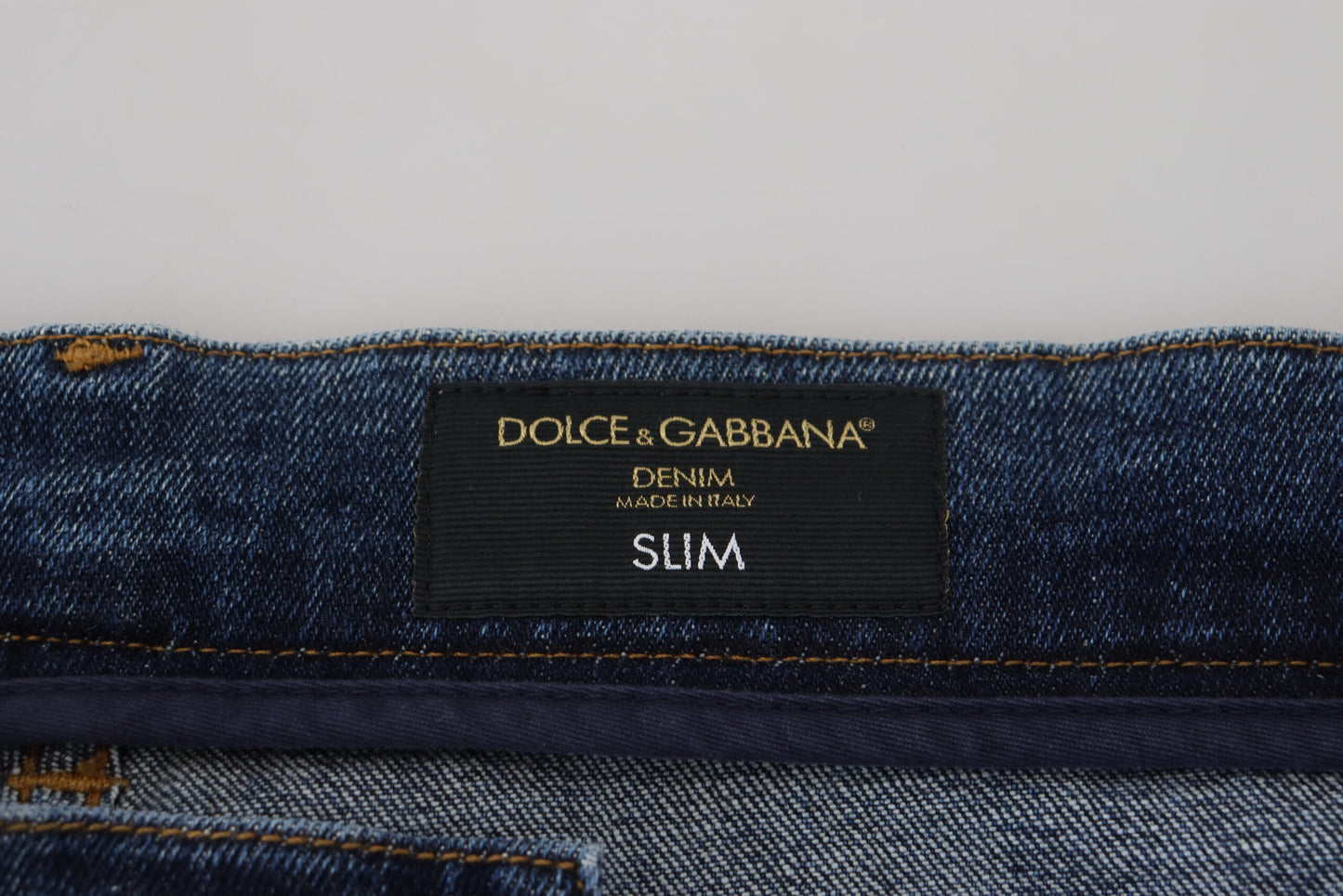 Dolce &amp; Gabbana Jean slim en denim stretch en coton bleu en lambeaux