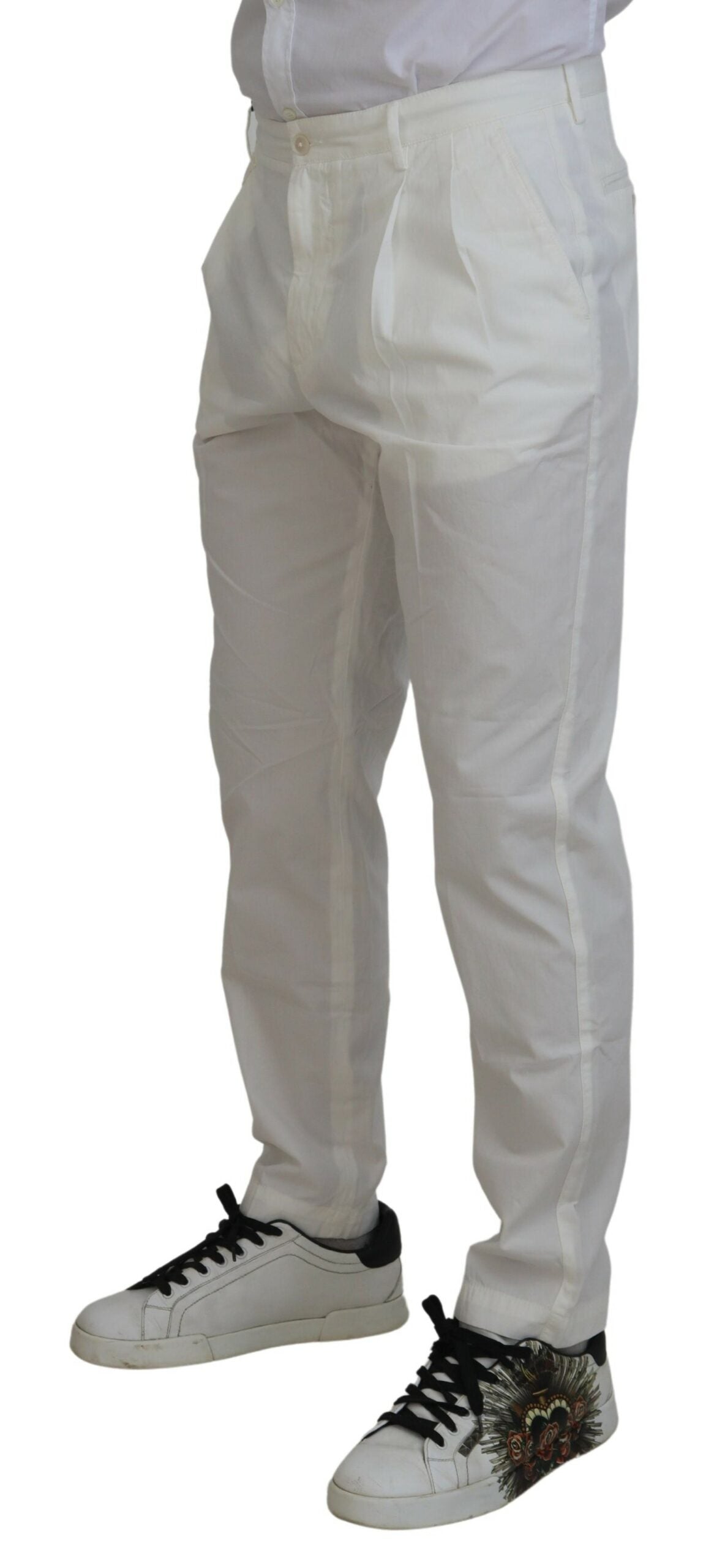 Dolce &amp; Gabbana Pantalon chino skinny en coton blanc