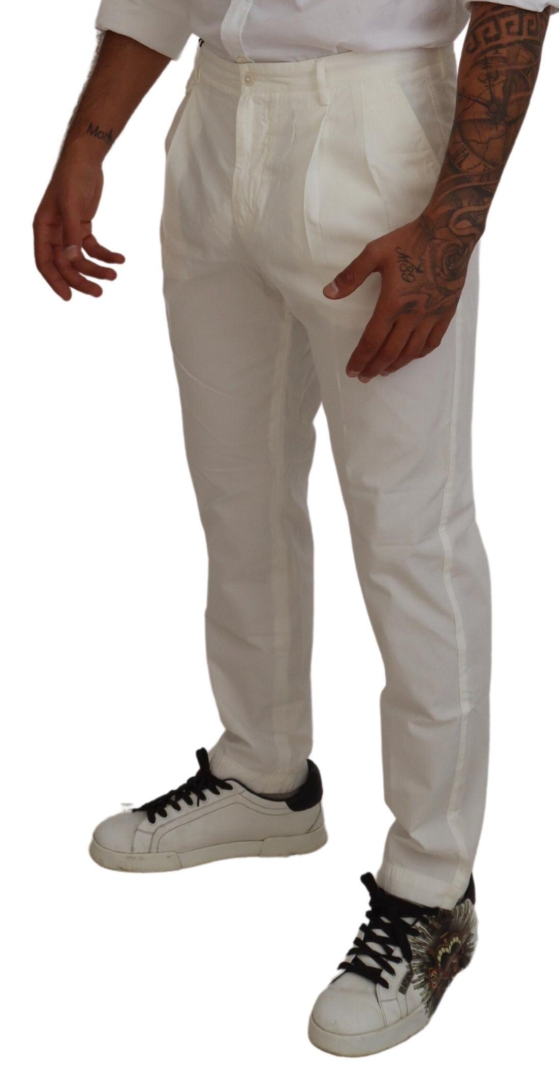 Dolce &amp; Gabbana Pantalon chino skinny en coton blanc