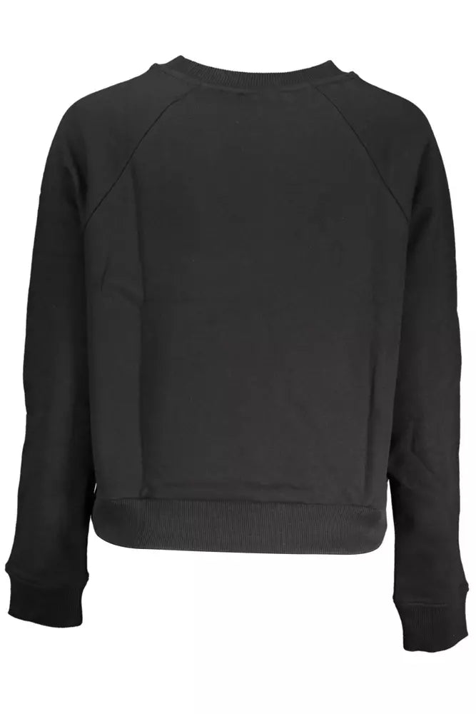 Vans Sleek Black Cotton Sweatshirt with Logo Print