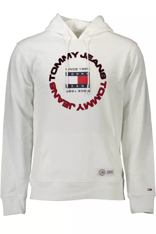 Tommy Hilfiger Chic White Hooded Sweatshirt with Logo Embroidery