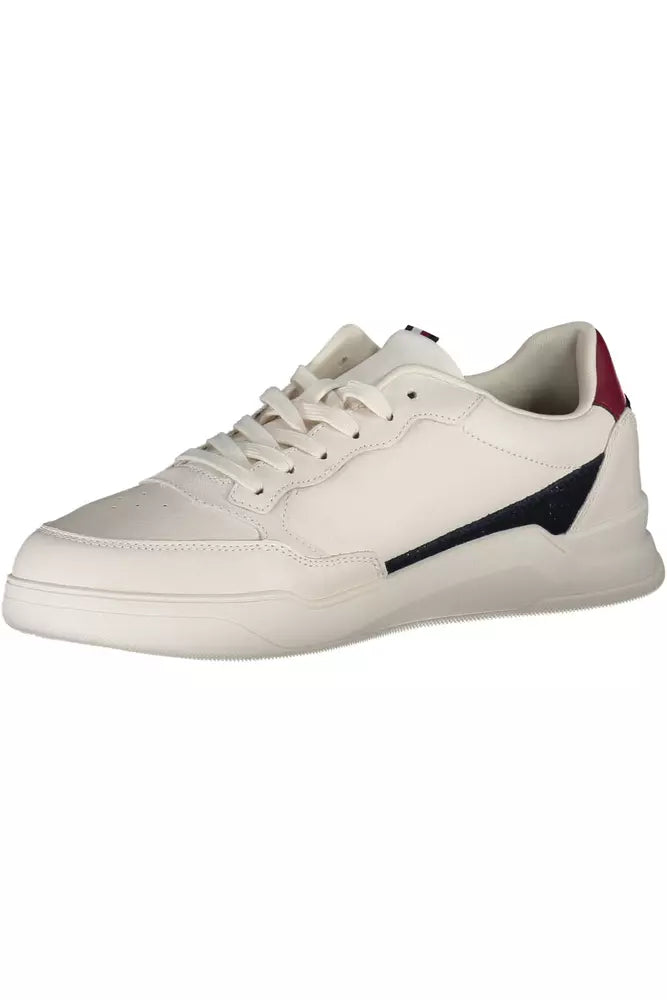 Tommy Hilfiger Chic White Lace-Up Sneakers with Contrasting Accents