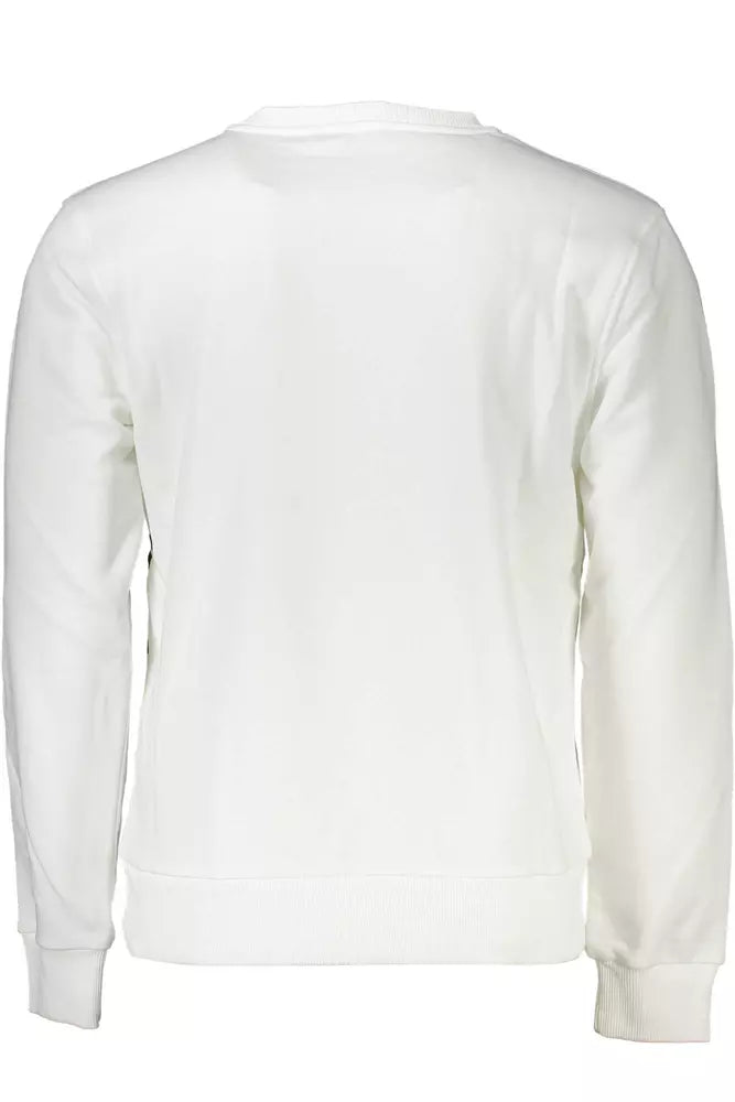 Cavalli Class Elegant White Brushed Sweatshirt with Logo Print