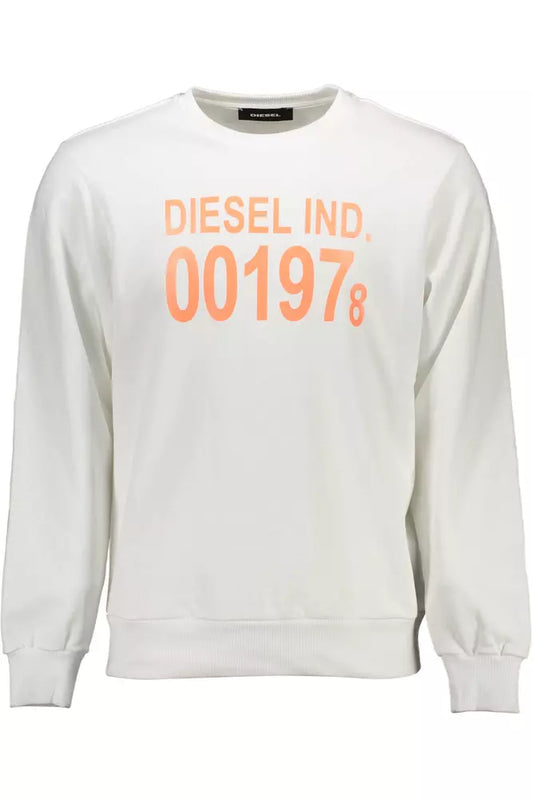 Diesel Crisp White Printed Cotton Sweatshirt