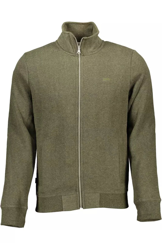 Superdry Sleek Green Zippered Sweatshirt with Embroidery