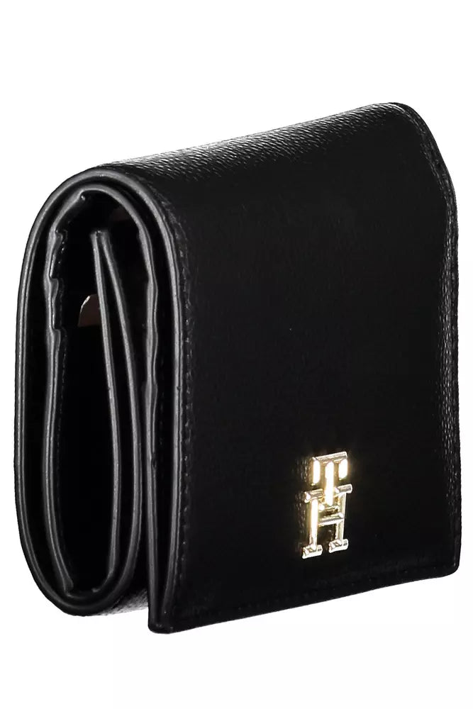 Tommy Hilfiger Sleek Black Polyethylene Wallet with Secure Closure