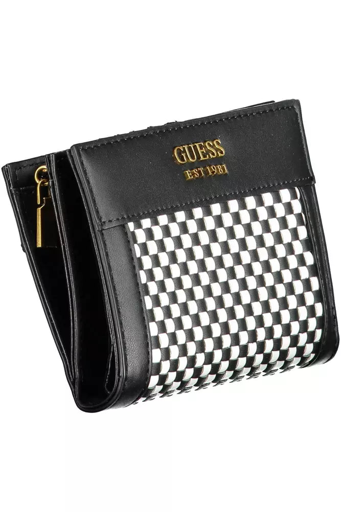 Guess Jeans Sleek Black Polyethylene Wallet with Contrasting Details