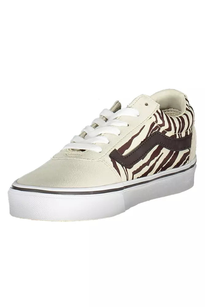 Vans Beige Lace-Up Sneaker with Contrasting Detail