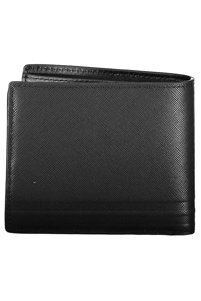 Tommy Hilfiger Sleek Black Leather Bifold Wallet with Coin Purse