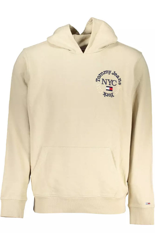 Tommy Hilfiger Beige Brushed Hooded Sweatshirt with Embroidery