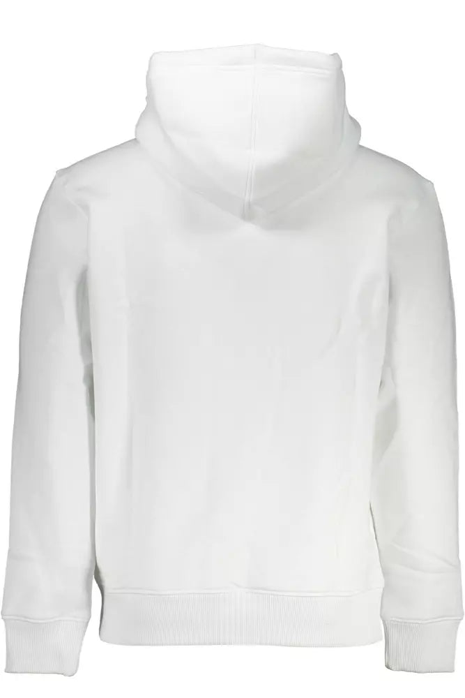 Calvin Klein Chic White Hooded Sweatshirt with Logo Embroidery