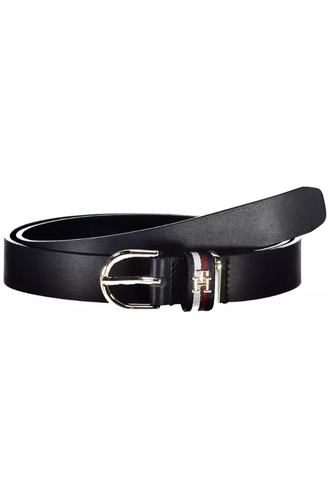 Tommy Hilfiger Elegant Blue Leather Belt with Metal Buckle