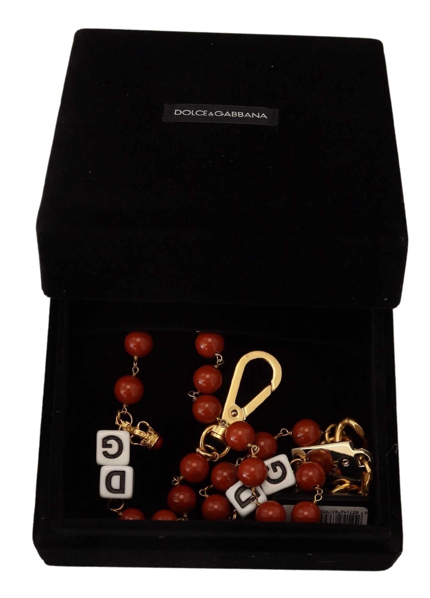 Collier de déclaration de homard avec logo en perles de laiton doré Dolce &amp; Gabbana