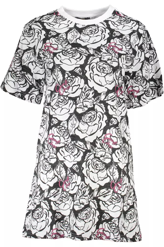 Cavalli Class Elegant Short Sleeve Round Neckline Printed Dress