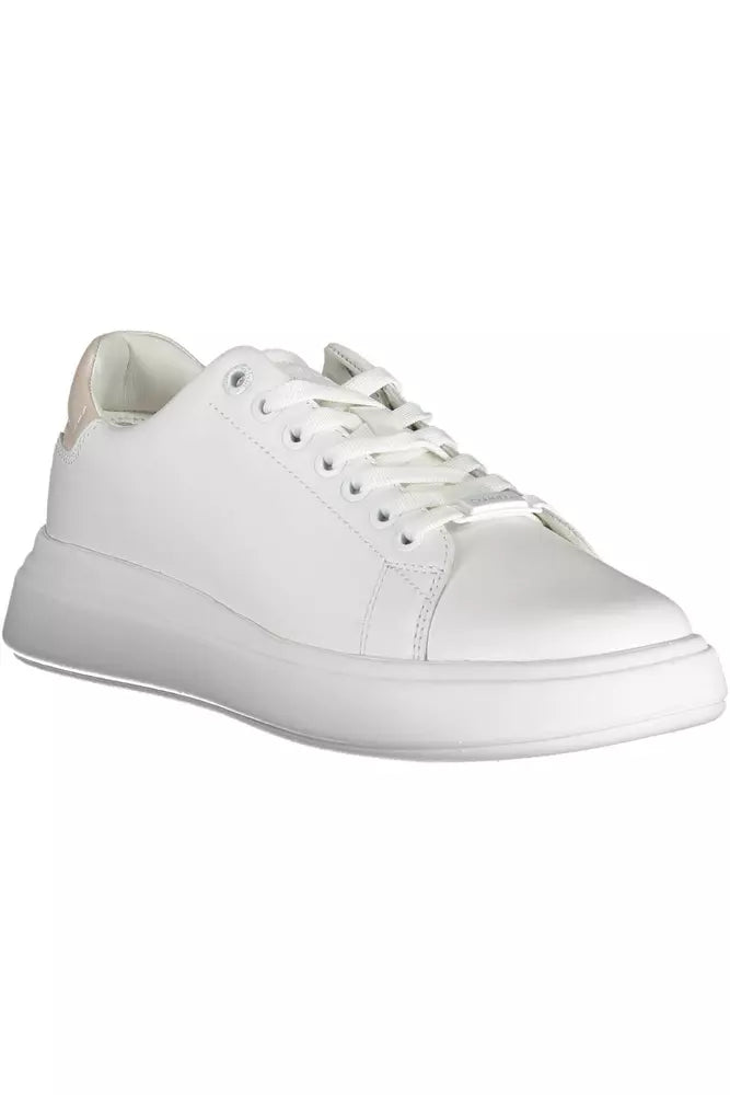 Calvin Klein Chic White Lace-Up Sneakers with Logo Detail