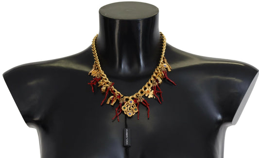 Collier déclaration Chili avec logo en cristal et laiton doré Dolce &amp; Gabbana