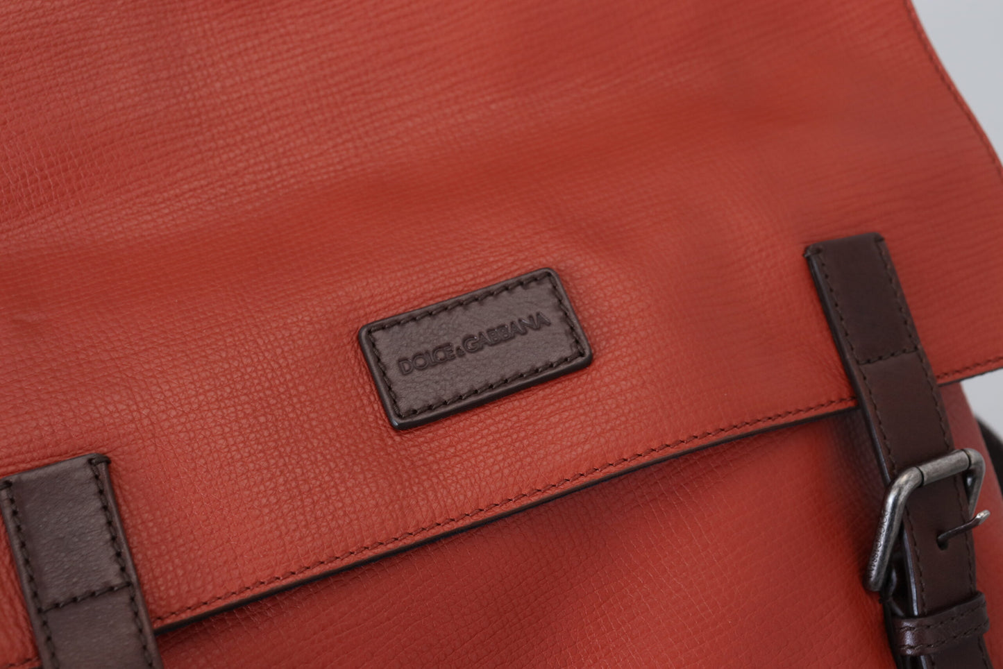 Dolce &amp; Gabbana Sac à dos avec plaque avec logo en cuir orange pour homme