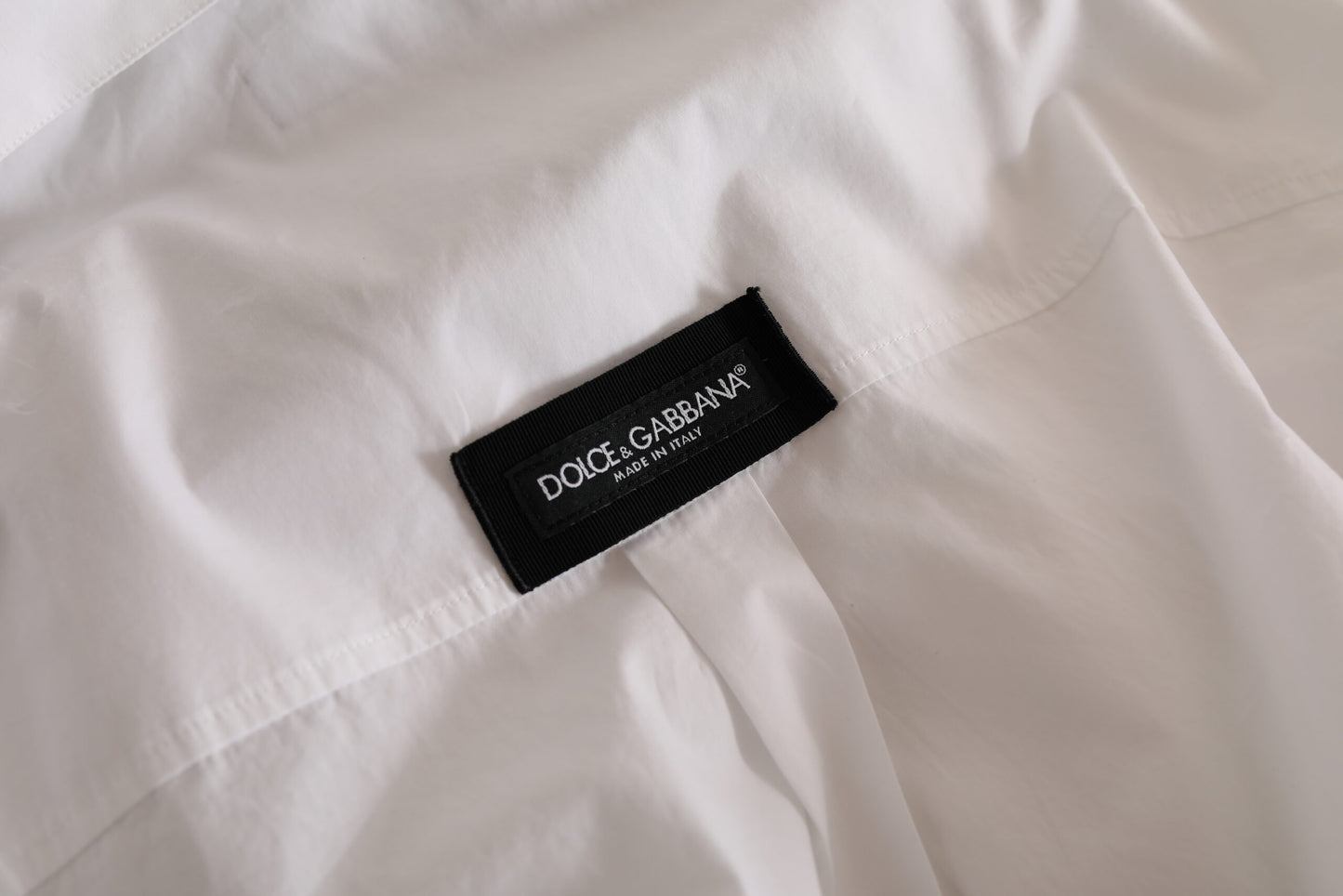 Dolce &amp; Gabbana Weißes, lässiges Langarmhemd aus Baumwolle mit Logo