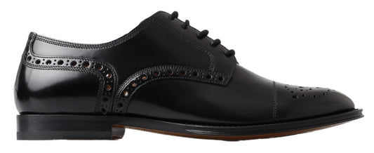 Dolce &amp; Gabbana formelle Oxford-Derby-Schuhe mit Flügelspitze aus schwarzem Leder