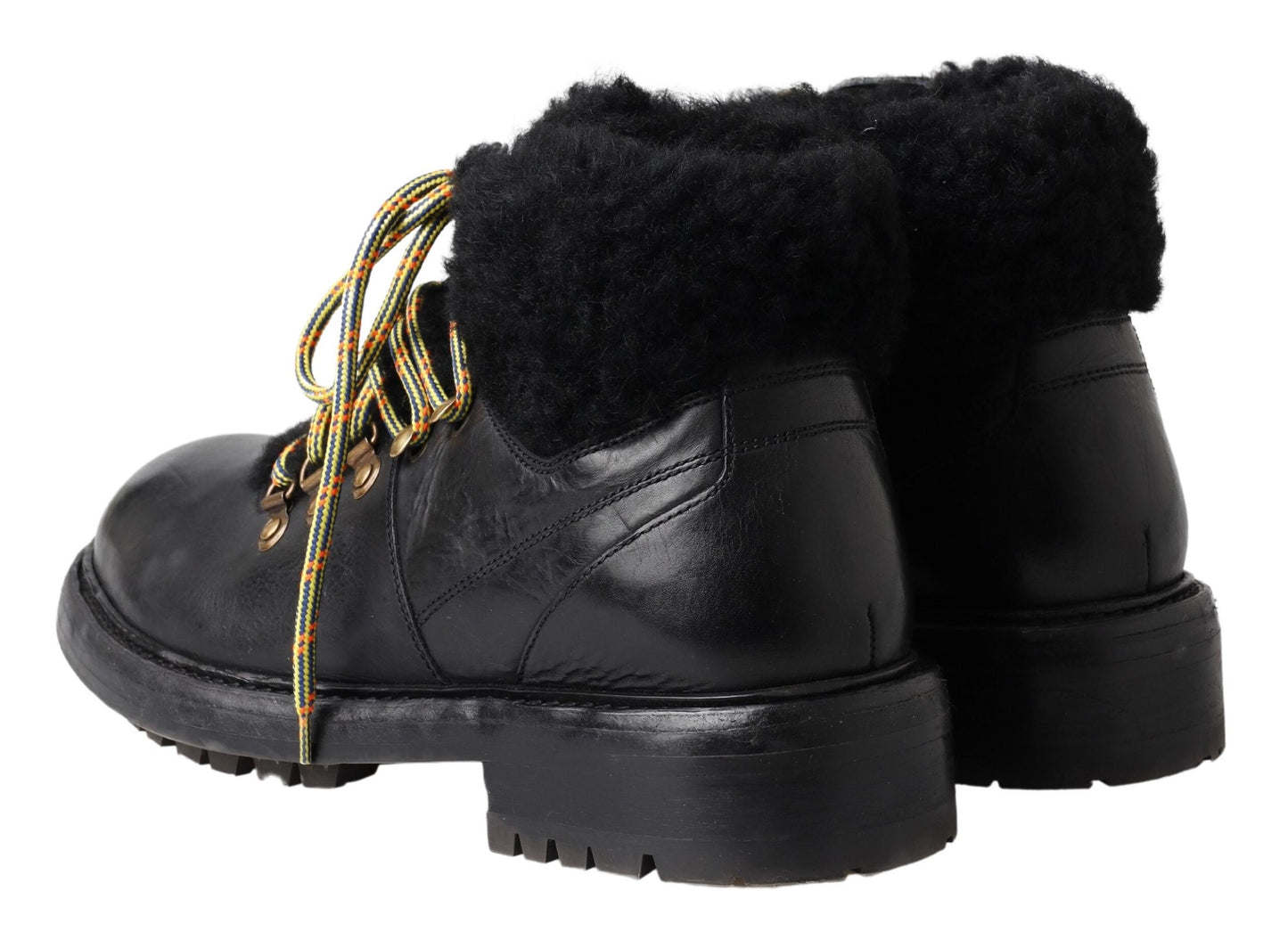 Dolce &amp; Gabbana Chaussures en cuir noir Bernini Shearling Boots