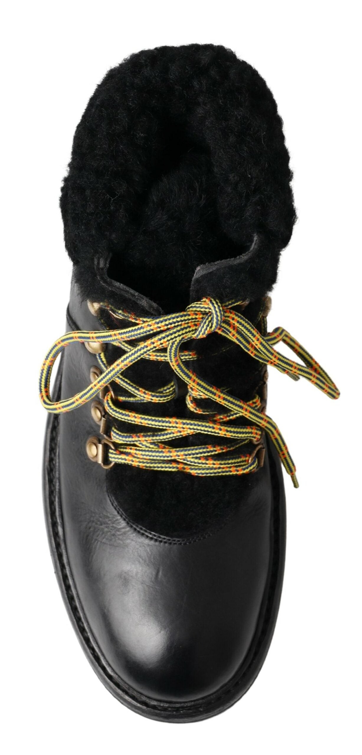 Dolce &amp; Gabbana Chaussures en cuir noir Bernini Shearling Boots