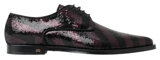 Dolce &amp; Gabbana Chaussures Derby Noir Bordeaux Sequin Chevron Hommes