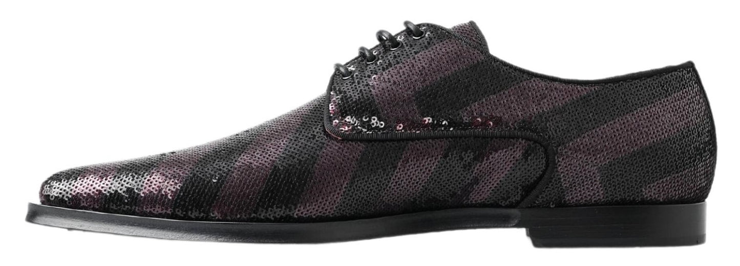 Dolce &amp; Gabbana Chaussures Derby Noir Bordeaux Sequin Chevron Hommes