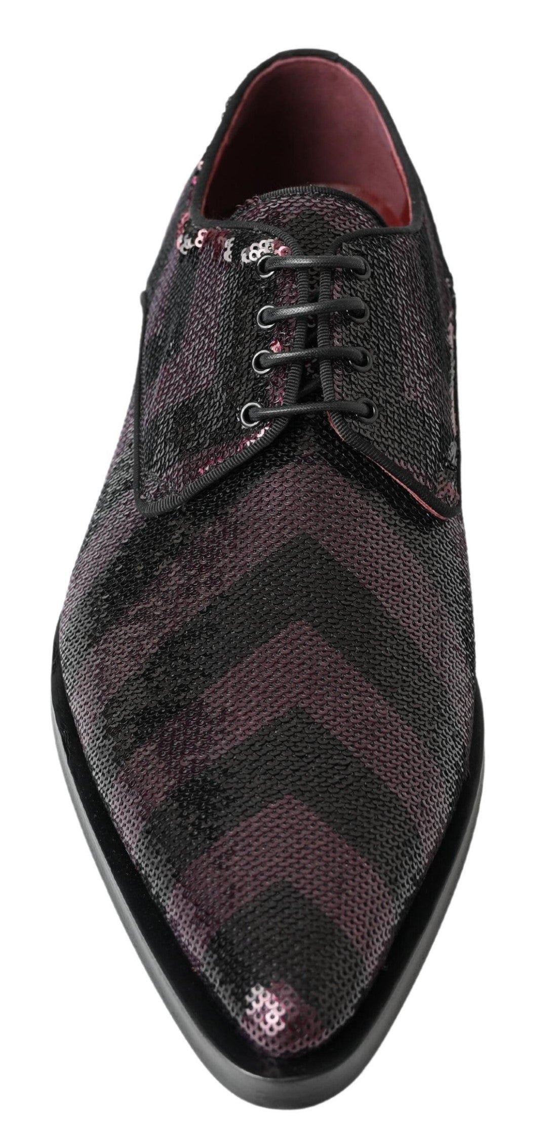 Dolce &amp; Gabbana Chaussures Derby Noir Bordeaux Sequin Chevron Hommes