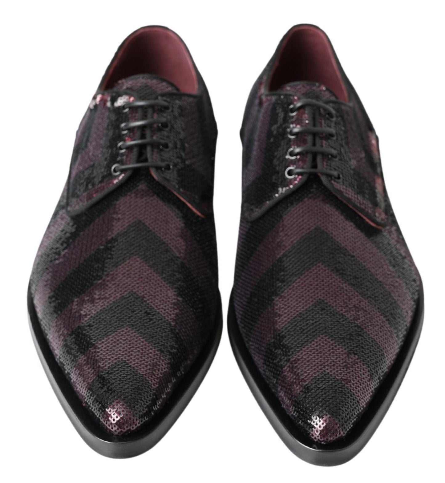 Dolce &amp; Gabbana Chaussures Derby Noir Bordeaux Sequin Chevron Hommes