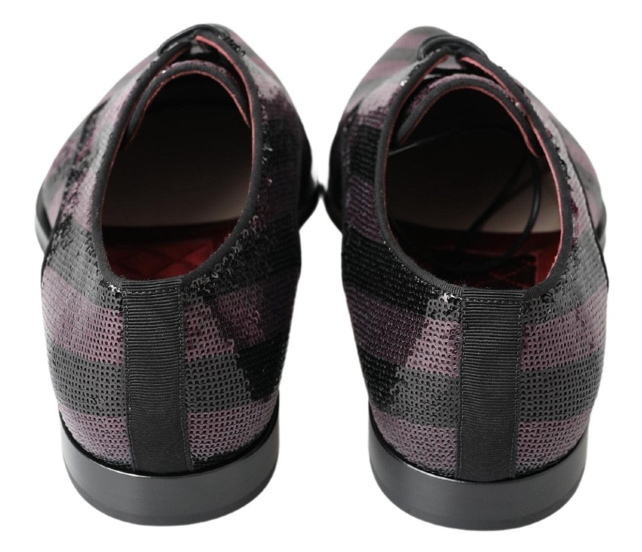 Dolce &amp; Gabbana Chaussures Derby Noir Bordeaux Sequin Chevron Hommes