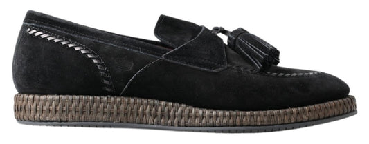 Dolce &amp; Gabbana Lässige Espadrille-Schuhe aus schwarzem Wildleder