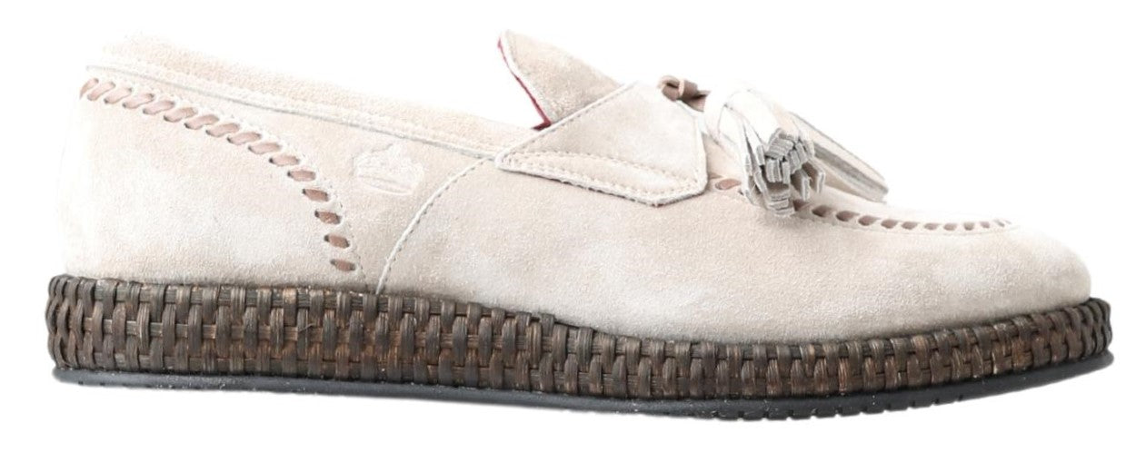 Dolce &amp; Gabbana Herren-Espadrille-Schuhe aus elfenbeinfarbenem Wildleder