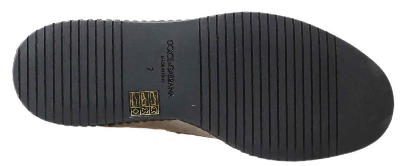 Dolce &amp; Gabbana Herren-Espadrille-Schuhe aus elfenbeinfarbenem Wildleder